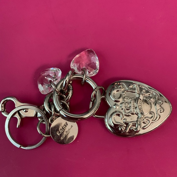 Kathy Van Zelland purse key ring.  Silver heart - Picture 2 of 3
